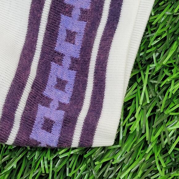 Vintage 90s Penguin Club Stripes Polo Shirt L/XL 23x29 White Purple - Picture 7 of 10